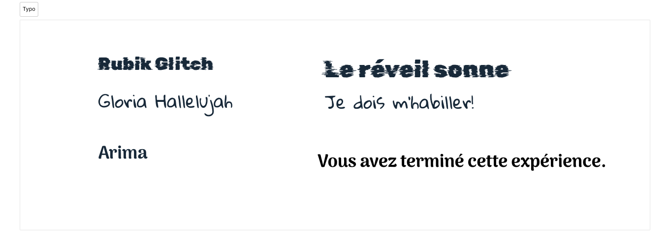 Montre trois typographie
